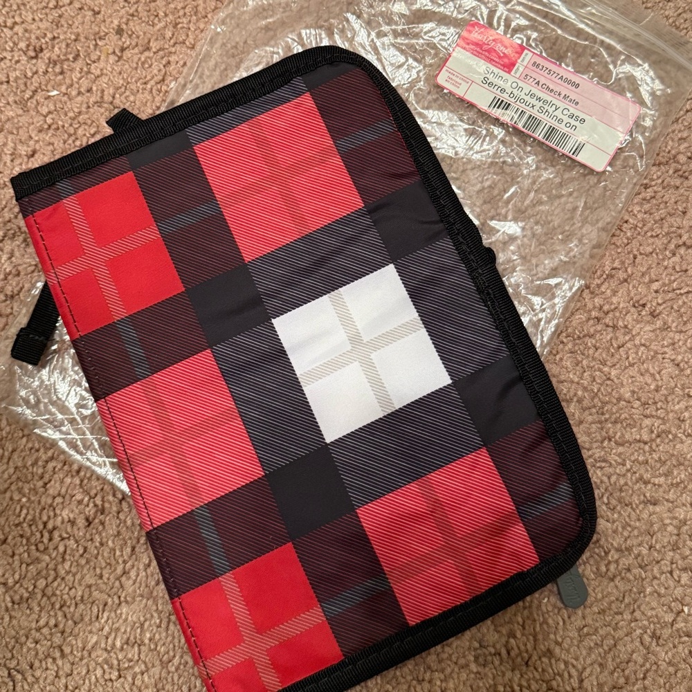 Thirty One Red and Black Plaid jewelry case
